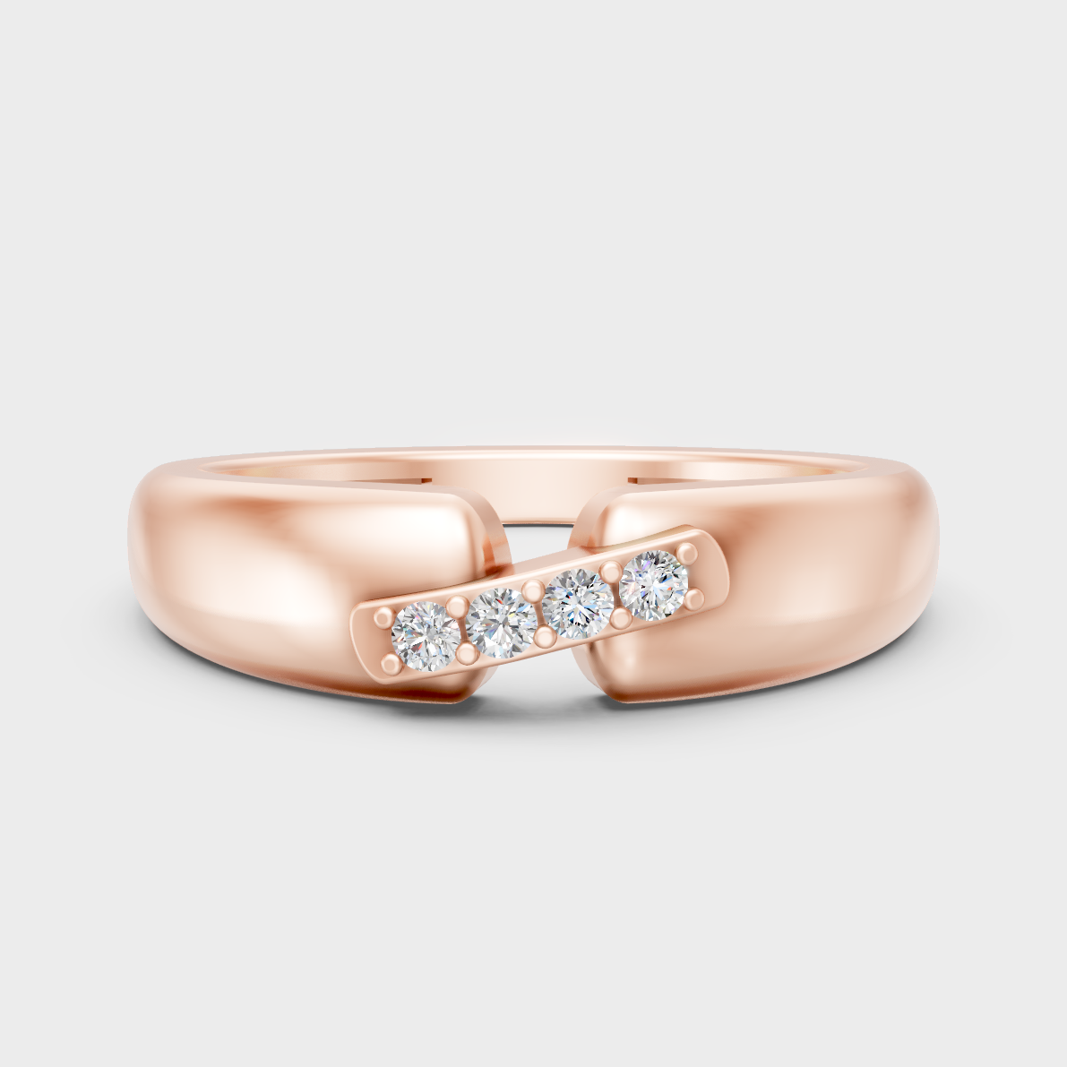 Modern 18K Rose Gold Men’s Ring With 0.72Ct Round Lab-Grown Diamond